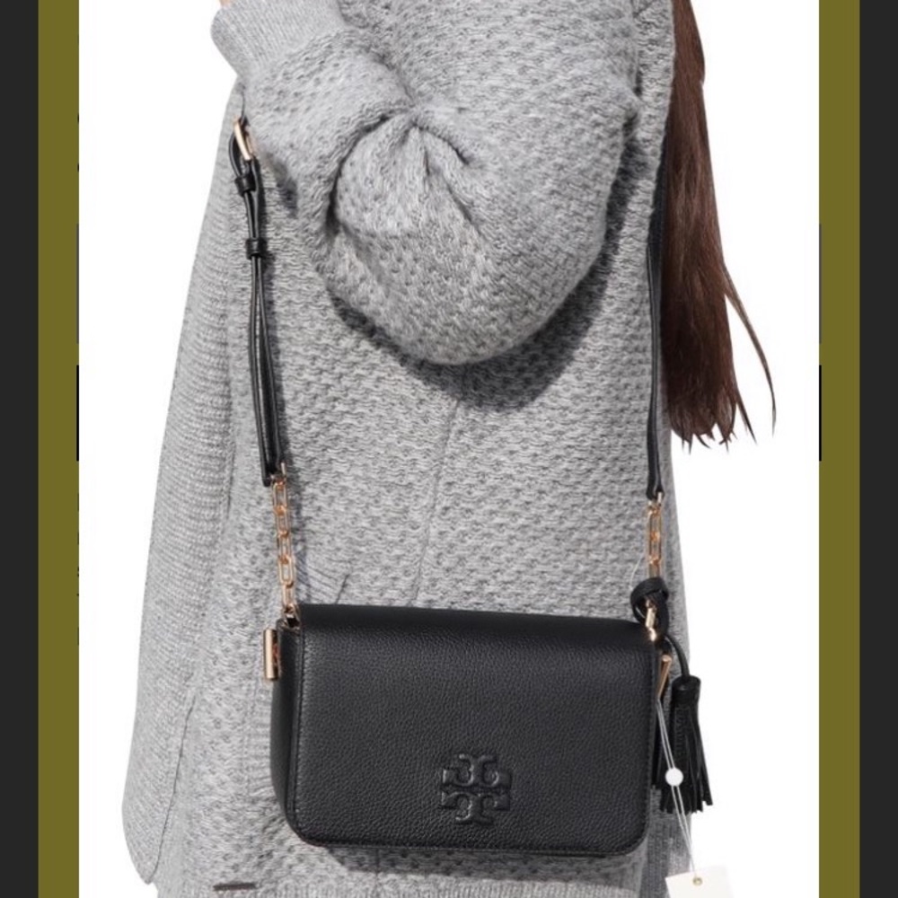 TORY BURCH THEA BLACK LEATHER CROSSBODY